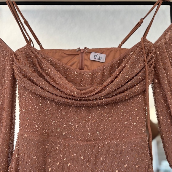 Embellished Cowl Neck Maxi Dress in Nude - Picture 10 of 10